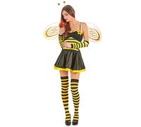 DEGUISE TOI - Déguisement abeille femme à fleur - Robe - Serre-tête - Paire d'ailes - Paire de manchettes - S - Jaune - Déguisements adultes - 100% polyester - Lavage à la main - Carnaval