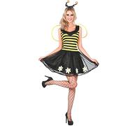 DEGUISE TOI - Déguisement abeille jaune et noir femme - Robe - Paire d'ailes - Serre tête - M - - Déguisements adultes - Polyester - Lavage à la main - Carnaval