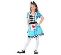 DEGUISE TOI - Déguisement Alice de coeur fille - 1 Robe - 1 Ceinture - 1 Serre-tête - M 7-9 ans (120-130 cm) - Bleu - Déguisements enfants - 100% Polyester - Lavage à la main - Carnaval