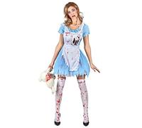 DEGUISE TOI - Déguisement Alice ensanglantée femme - Robe - Tablier - Serre-tête - L - Bleu - Déguisements adultes - 100% Polyester - Lavable à la main - Halloween