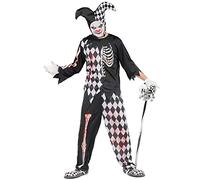 DEGUISE TOI - Déguisement arlequin ensanglanté homme - Haut - Pantalon - Coiffe - L - Noir - Déguisements adultes - 100% Polyester - Lavage à la main - Halloween