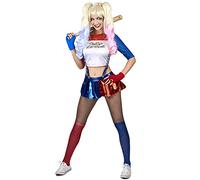 DEGUISE TOI - Déguisement Arlequine diabolique femme - jupe/culotte - haut - L - Blanc - Déguisements adultes - 100% polyester - Laver à la main - Halloween-carnaval