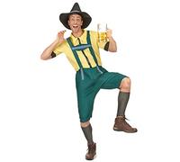 DEGUISE TOI - Déguisement bavarois jaune et vert homme - Haut - Pantalon - Chapeau - M - Coloré - Déguisements adultes - 100% polyester - A la main - Carnaval