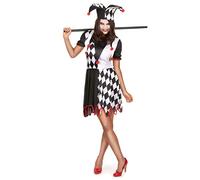 DEGUISE TOI - Déguisement bouffon femme - Robe - Chapeau - Taille Unique (40) - - Déguisements adultes - 100% POLYESTER - Lavable à la main - Halloween-carnaval
