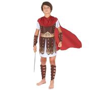 DEGUISE TOI - Déguisement Centurion Romain garçon - Tunique - Cape - Cuirasse - Jambières - Tours de Bras - L 10-12 Ans (130-140 cm) - Marron - Déguisements Enfants - 100% Polyester - Lavage à
