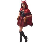 DEGUISE TOI - Déguisement chaperon loup garou femme - Robe - Gants - Cape avec capuche - XS - Rouge - Déguisements adultes - - Laver à la main - Halloween
