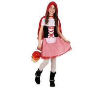 DEGUISE TOI - Déguisement chaperon rouge basique fille - Haut - Jupe - Cape à capuche - L 10-12 ans (130-140 cm) - Rouge - Déguisements enfants - 100% Polyester - Lavable à la main - Carnaval