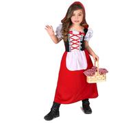 DEGUISE TOI - Déguisement Chaperon Rouge Long Fille - Robe - Cape à Capuche - L 10-12 Ans (130-140 cm) - Rouge - Déguisements Enfants - 100% Polyester - Lavage à la Main - Carnaval