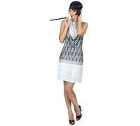 DEGUISE TOI - Déguisement charleston blanche femme - Robe - Bandeau - L - Blanc - Déguisements adultes - 100% polyester - Lavage à la main - Carnaval