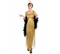 DEGUISE TOI - Déguisement Charleston Doré à Franges Femme - Robe - L - Doré - Déguisements adultes - 100% Polyester - Lavable à la main - Carnaval
