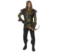 DEGUISE TOI - Déguisement chasseur archer homme - Haut - Pantalon - Ceinture avec poches - Gants - Sur-bottes - XL - Vert - Déguisements adultes - 100% Polyester - Lavage à la main - Carnaval