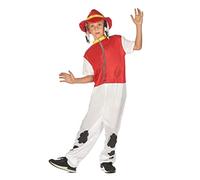 DEGUISE TOI - Déguisement chien pompier rouge enfant - Combinaison - Chapeau - L 10-12 ans (130-140 cm) - Blanc - Déguisements enfants - 100% Polyester - Laver à la main - Carnaval