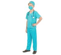 DEGUISE TOI - Déguisement chirurgien enfant - Tee-shirt - Pantalon - Coiffe - Masque - S 4-6 ans (110-120 cm) - Vert - Déguisements enfants - 100% Polyester - Lavable à la main - Carnaval