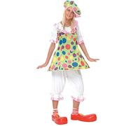DEGUISE TOI - Déguisement clown à pois colorés femme - Tunique - Pantalon - Chapeau - Taille Unique (40) - Coloré - Déguisements adultes - 100% Polyester - A la main - Carnaval