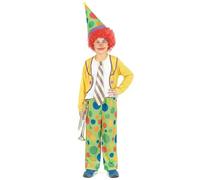 DEGUISE TOI - Déguisement clown joyeux garçon - Combinaison - Chapeau - M 7-9 ans (120-130 cm) - Coloré - Déguisements enfants - 100% Polyester - Lavage à sec - Carnaval