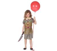 DEGUISE TOI - Déguisement clown terrifiant gris fille - Robe - Collerette - XL 13-14 ans (140-152 cm) - Argenté/gris - Déguisements enfants - - Laver à la main - Halloween