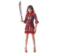 DEGUISE TOI - Déguisement clown terrifiant rouge femme - Robe - Collerette - XS - Rouge - Déguisements adultes - - Laver à la main - Halloween