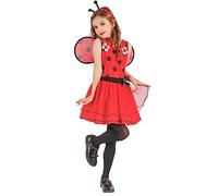 DEGUISE TOI - Déguisement Coccinelle fleurs fille - Robe - Serre-tête - Ailes - M 7-9 ans (120-130 cm) - Rouge - Déguisements enfants - 100% Polyester - Lavage à la main - Carnaval
