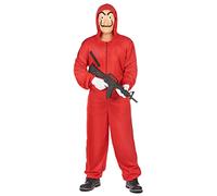 DEGUISE TOI - Déguisement combinaison voleur rouge adulte - Combinaison - XS (140-160cm) - Rouge - Déguisements adultes - Polyester - Laver à la main - Halloween-carnaval