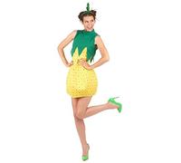 DEGUISE TOI - Déguisement d'ananas femme - Robe - Serre-tête - Taille unique - Jaune - Déguisements adultes - Polyester - Lavable à la main - Carnaval