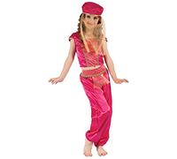DEGUISE TOI - Déguisement danseuse orientale rose et or fille - Haut - Pantalon - Coiffe avec voile - L 10-12 ans (130-140 cm) - Rose - Déguisements enfants - 100% Polyester - Lavage à la main -