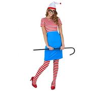 DEGUISE TOI - Déguisement de randonneur à rayures Femme - Robe - Bonnet - Paire de Bas - Lunettes - M - Rouge - Déguisements adultes - 100% Polyester - Laver à la main - Carnaval