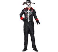 DEGUISE TOI - Déguisement dia de los muertos homme - Veste - Haut - Pantalon - Chapeau - XL - Noir - Déguisements adultes - 100% Polyester - Lavage à la main - Halloween