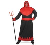 DEGUISE TOI - Déguisement diable des enfers homme grande taille Halloween - 1 Robe - 1 Masque - 1 Ceinture - 1 Cape à capuche - XXL - Noir - Déguisements adultes - 100% Polyester - Laver à la main
