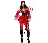 DEGUISE TOI - Déguisement diablesse femme - Robe - Cornes - M/L - Rouge - Déguisements adultes - 100% Polyester - Laver à la main - Halloween-carnaval