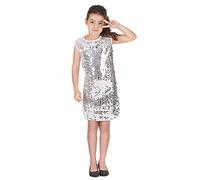 DEGUISE TOI - Déguisement disco fille argent à paillettes - Robe - S 4-6 ans (110-120 cm) - Argenté/gris - Déguisements enfants - 100% Polyester - Lavage à la main - Carnaval