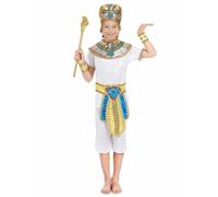 DEGUISE TOI - Déguisement égyptien garçon - T-shirt - pantacourt - ceinture - coiffe - col - tours de poignée - S 4-6 ans (110-120 cm) - Doré - Déguisements enfants - 100% polyester - Lavage à la