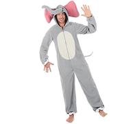 DEGUISE TOI - Déguisement éléphant gris homme - Combinaison à capuche - Taille Unique - Argenté/gris - Déguisements adultes - 100% polyester - Laver à la main - Carnaval