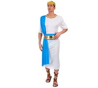 DEGUISE TOI - Déguisement empereur Grec bleu homme - Toge - Ceinture - Coiffe - L - Bleu - Déguisements adultes - 100% Polyester - - Carnaval