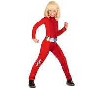 DEGUISE TOI - Déguisement espionne de choc rouge fille - Combinaison - Ceinture - M 7-9 ans (120-130 cm) - Rouge - Déguisements enfants - 100% polyester - Lavage à la main - Carnaval