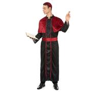 DEGUISE TOI - Déguisement Evêque homme - Robe avec cape - Coiffe - Ceinture - M/L - Rouge - Déguisements adultes - 100% Polyester - Lavable à la main - Carnaval