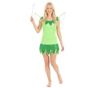 DEGUISE TOI - Déguisement fée femme - Robe - Ailes - Taille Unique (40) - Vert - Déguisements adultes - 100% Polyester - A la main - Carnaval