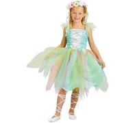 DEGUISE TOI - Déguisement fée vert d'eau fille - Robe - Couronne - S 4-6 ans (110-120 cm) - Vert - Déguisements enfants - 100% Polyester - A la main - Carnaval