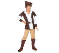 DEGUISE TOI - Déguisement garçon des bois marron et beige - Haut - Pantalon - Sur-bottes - Ceinture - Chapeau - L 10-12 ans (130-140 cm) - Marron - Déguisements enfants - 100% Polyester - Lavage à