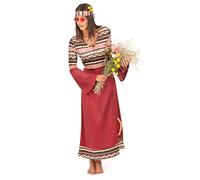 DEGUISE TOI - Déguisement hippie bordeaux femme - Robe - Bandeau - XXL - Coloré - Déguisements adultes - 100% polyester - Laver à la main - Carnaval