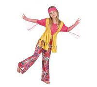 DEGUISE TOI - Déguisement hippie muticolore fille - Bandeau - Pantalon - Haut - L 10-12 ans (130-140 cm) - Rose - Déguisements enfants - 100% Polyester - A la main - Carnaval