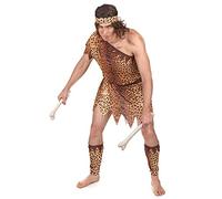 DEGUISE TOI - Déguisement homme des cavernes - Robe - Bandeau - Ceinture - 2 Jambières - Taille Unique (42) - Marron - Déguisements adultes - 100% Polyester - Lavage à la main -
