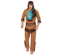 DEGUISE TOI - Déguisement indien à motifs homme - Tunique - Pantalon - Bandeau - Ceinture - M - Marron - Déguisements adultes - 100% Polyester - Lavage à la main - Carnaval