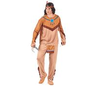 DEGUISE TOI - Déguisement indien beige et marron homme - Haut - Pantalon - Coiffe - XXL - Marron - Déguisements adultes - 100% Polyester - A la main - Carnaval