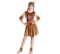 DEGUISE TOI - Déguisement indienne fille - Robe - Ceinture - Bandeau - 2 Brassards - 2 Bracelets de cheville - XL 13-14 ans (140-152 cm) - Marron - Déguisements enfants - 100% Polyester - Lavage à