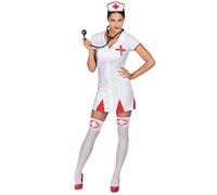 DEGUISE TOI - Déguisement infirmière robe courte femme - Robe - Coiffe - Taille Unique (40) - Blanc - Déguisements adultes - 100% Polyester - Lavage à la main - Carnaval