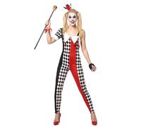 DEGUISE TOI - Déguisement joker femme - Combinaison - Serre-tête - 2 Manchons - S/M - Noir - Déguisements adultes - 100% Polyester - Lavable à la main - Halloween-carnaval