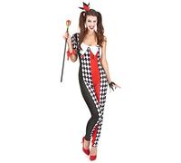 DEGUISE TOI - Déguisement joker femme - Combinaison - Serre-tête - 2 Manchons - S/M - Noir - Déguisements adultes - 100% Polyester - Lavable à la main - Halloween-carnaval