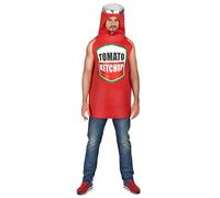 DEGUISE TOI - Déguisement ketchup Adulte - Combinaison - Taille Unique - Rouge - Déguisements adultes - 100% polyester - Lavage à la main - Carnaval