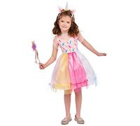 DEGUISE TOI - Déguisement licorne multicolore fille - Robe - Serre-tête - S 4-6 ans (110-120 cm) - Multicolore - Déguisements enfants - 100% Polyester - Lavage à la main - Carnaval