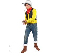 DEGUISE TOI - Déguisement Lucky Luke adulte - Chapeau - Couvre-bottes - Foulard - Chemise avec gilet - XL - Jaune - Déguisements adultes - 100% polyester - Laver à la main - Carnaval